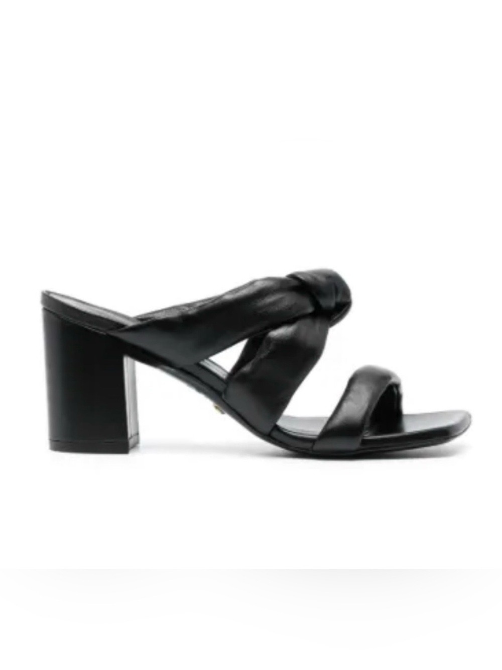 Stuart Weitzman Black Leather low heel knot detail square toe Mules size 8